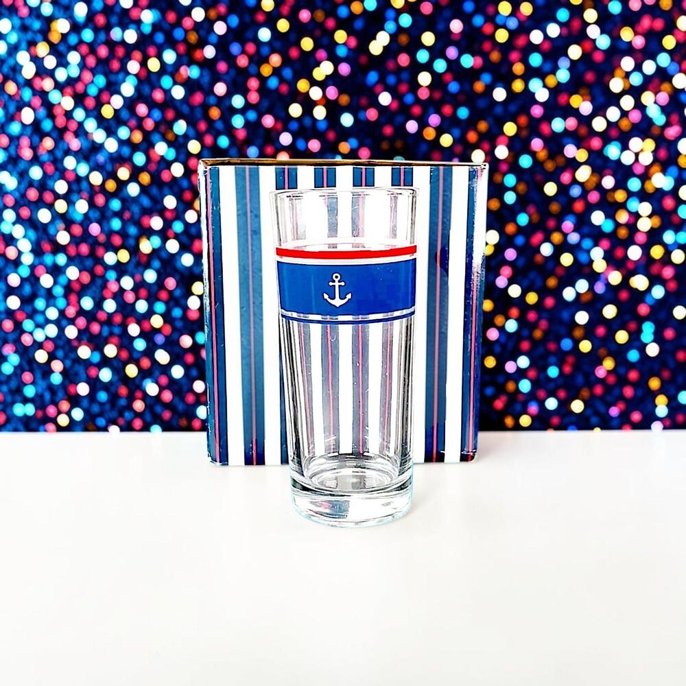 Chic & Tonic Let's Sail Away Highball Glasses Dinnerware 4 piece Brand NIB